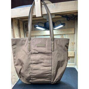 Vera Bradley Brown Nylon Tote Bag With Interior Pattern & Zipper Pockets
